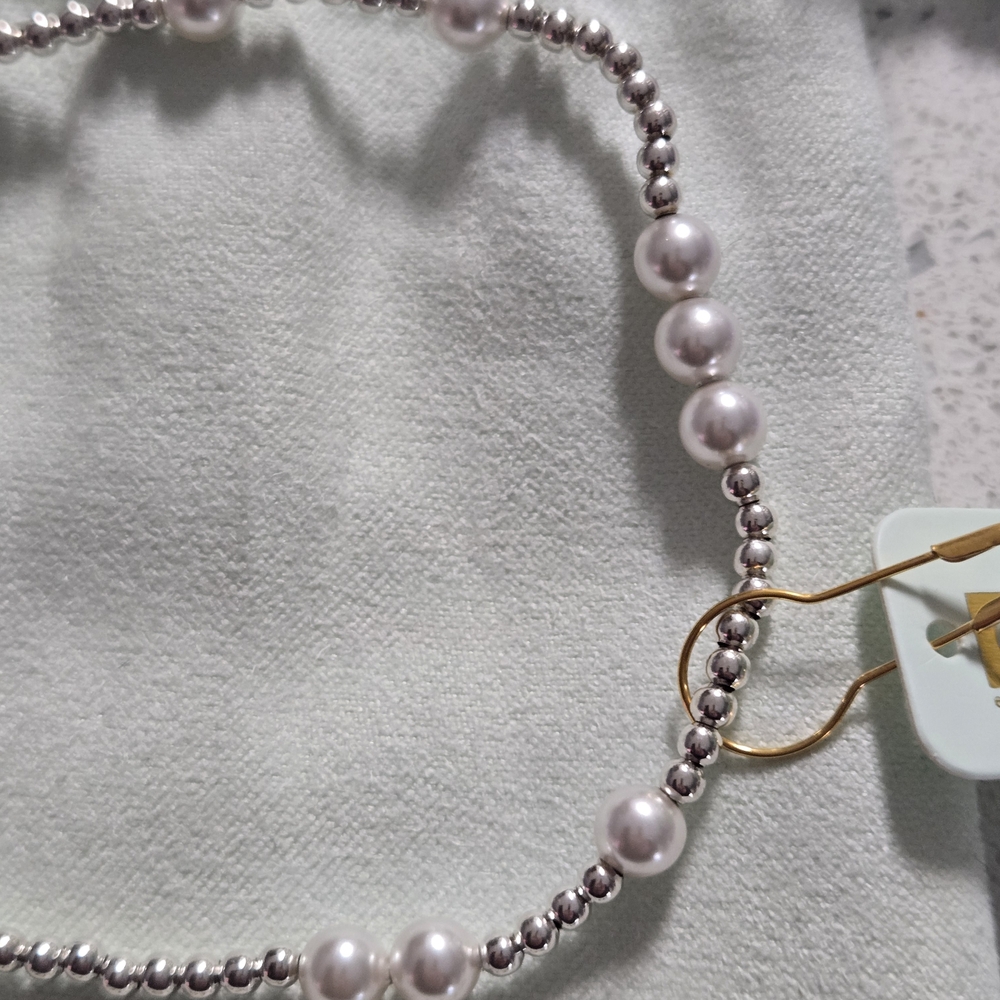 Newton Silver-Tone Beaded Bracelet with White Pearls - Picture 3 of 4